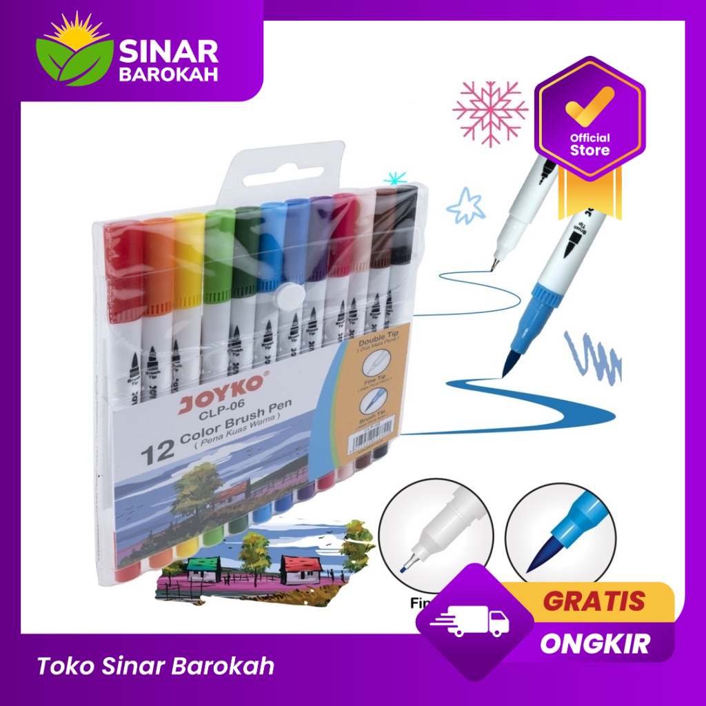 

Color Brush Pen / Pena Kuas Warna Joyko CLP-06 / 12 Warna / Color