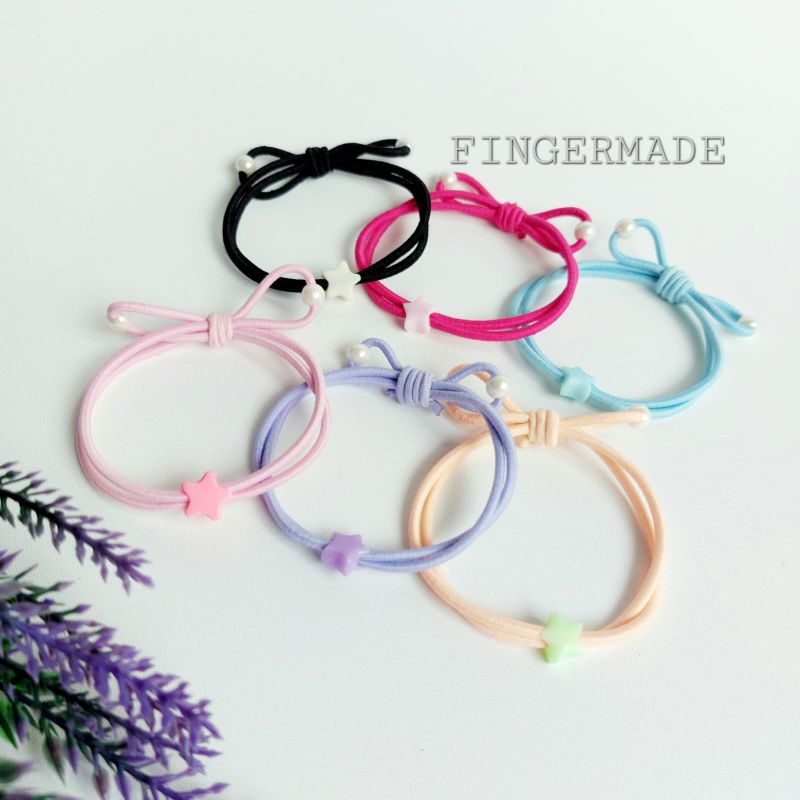 6 pcs Ikat Rambut Korea Hairtie Karet Rambut Elastis