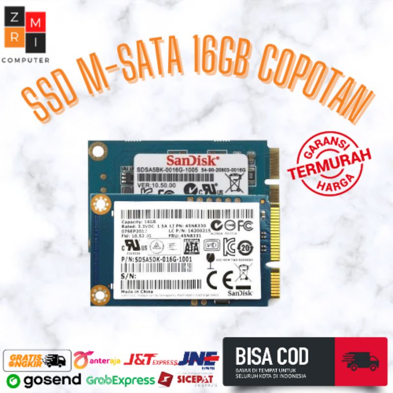Ssd M-sata Sandisk 16gb Copotan 100% berfungsi