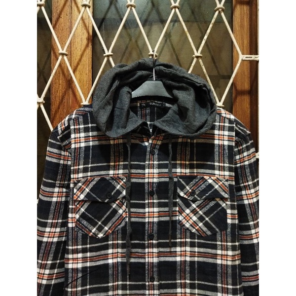 kemeja flannel hoodie second original