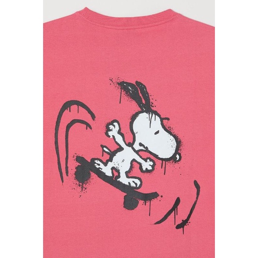 Kaos Tshirt Tee HnM H&amp;M Peanuts Thrill Seekers Pink Full Tag