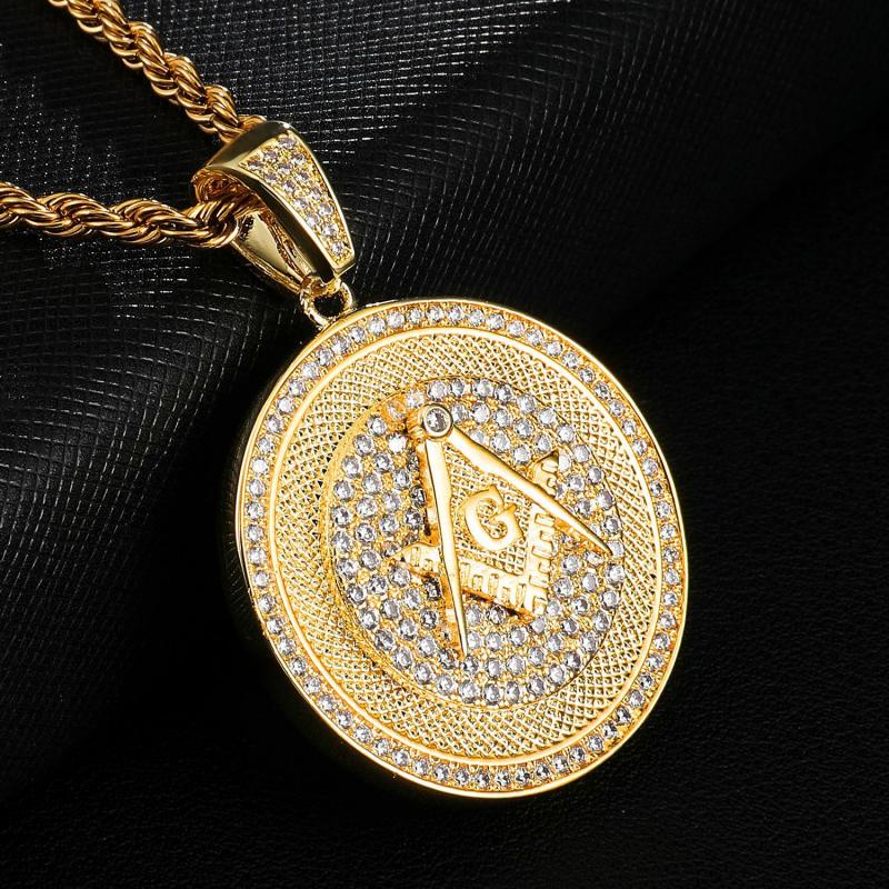 Kalung Rantai Dengan Liontin Batu Zircon Masonic Untuk Wanita