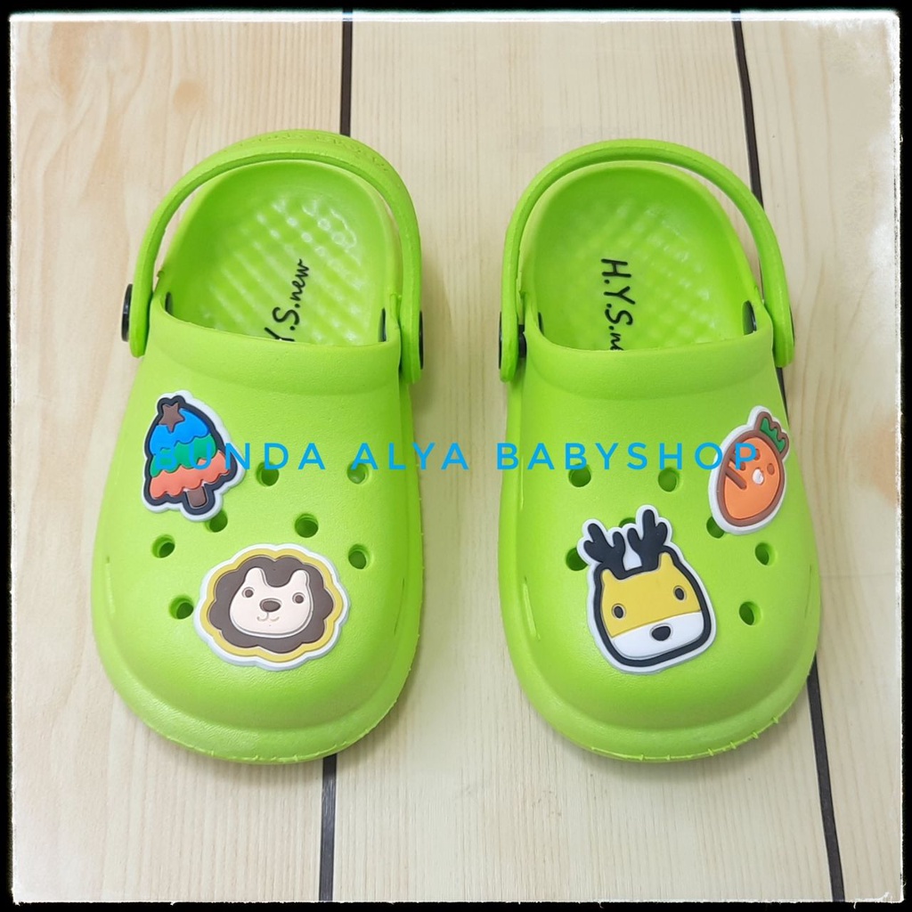 Sendal Anak Karet Umur 2 3 4 5 Tahun Karet Elastis HIJAU - Sepatu Sandal Anak Cowok Elastis Motif Lucu Karet Anti Licin Size 26 - 35 Sepatu Sandal Anak Karet Sendal Anak Elastis Green