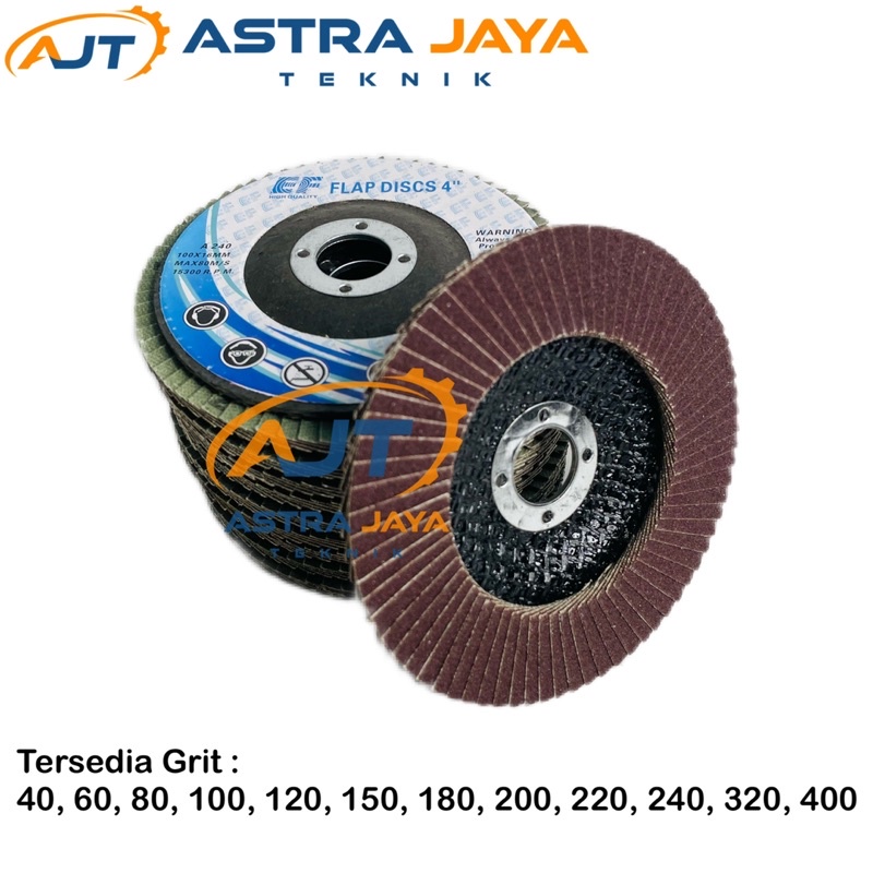 Amplas Susun 4 Inch Mata Gerinda Poles Flapdisc Grit 40, 60, 80, 100, 120, 150, 180, 200, 220, 240, 