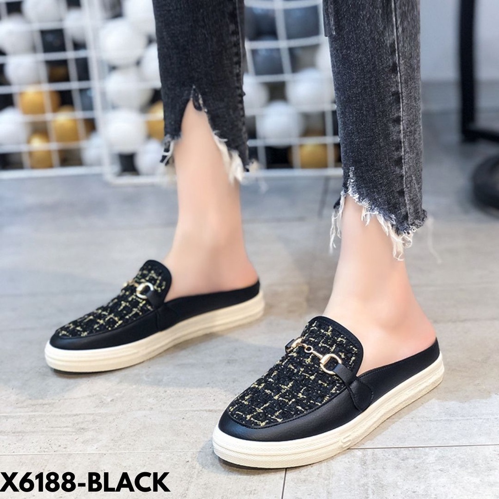 SEPATU SNEAKERS WANITA SLIP-ON CLASSY DAILY MODE BASIC COLOUR BAHAN CANVAS IMPORT 6188