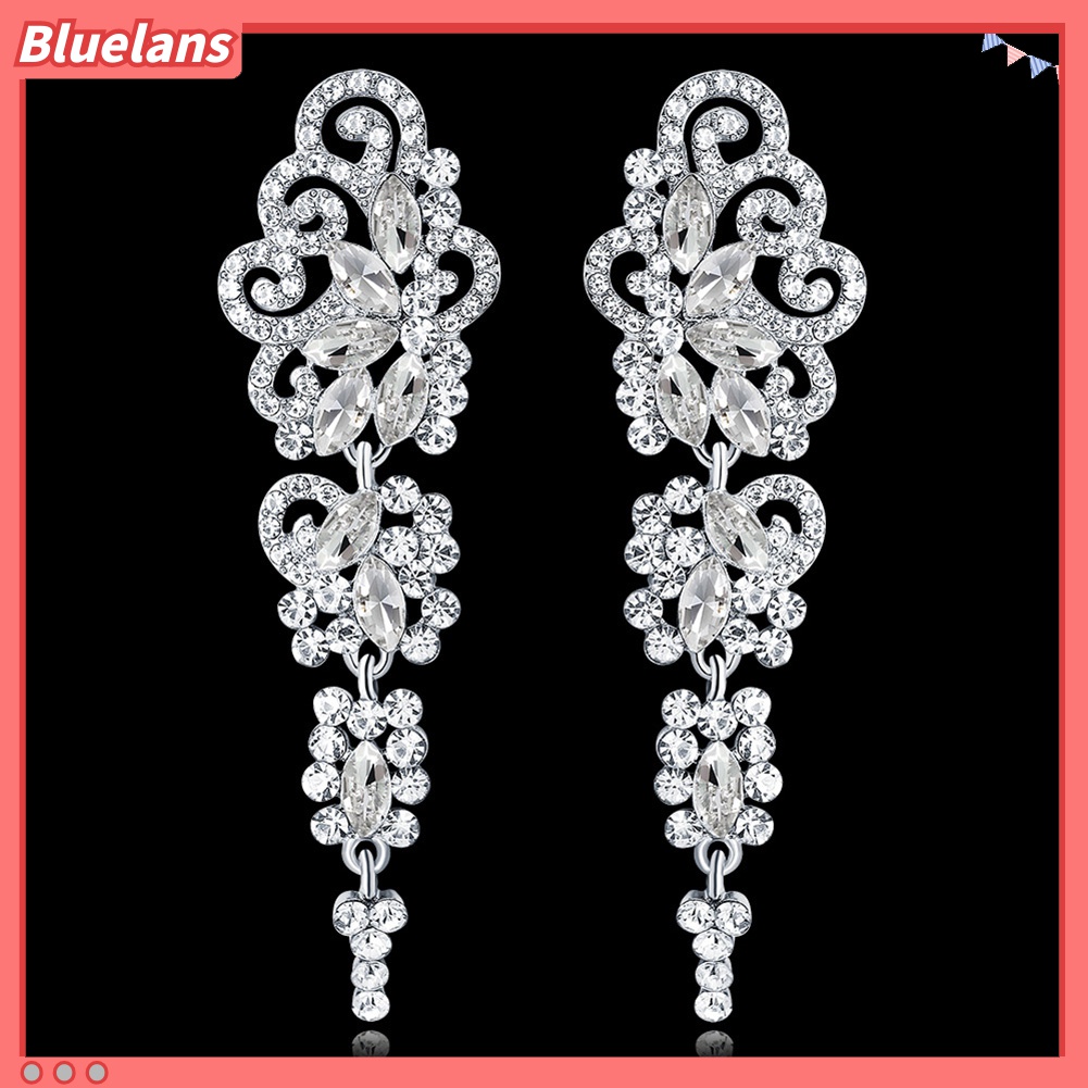 Anting Panjang Menjuntai Chandelier Aksen Berlian Imitasi Untuk Wanita