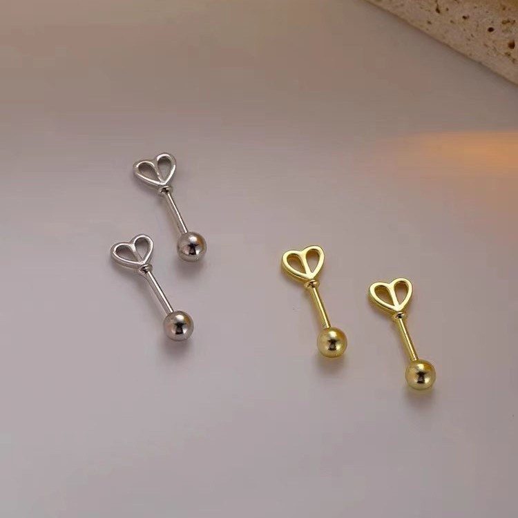 Anting Stud Bentuk Hati Panah Cupid Bahan S925 Silver