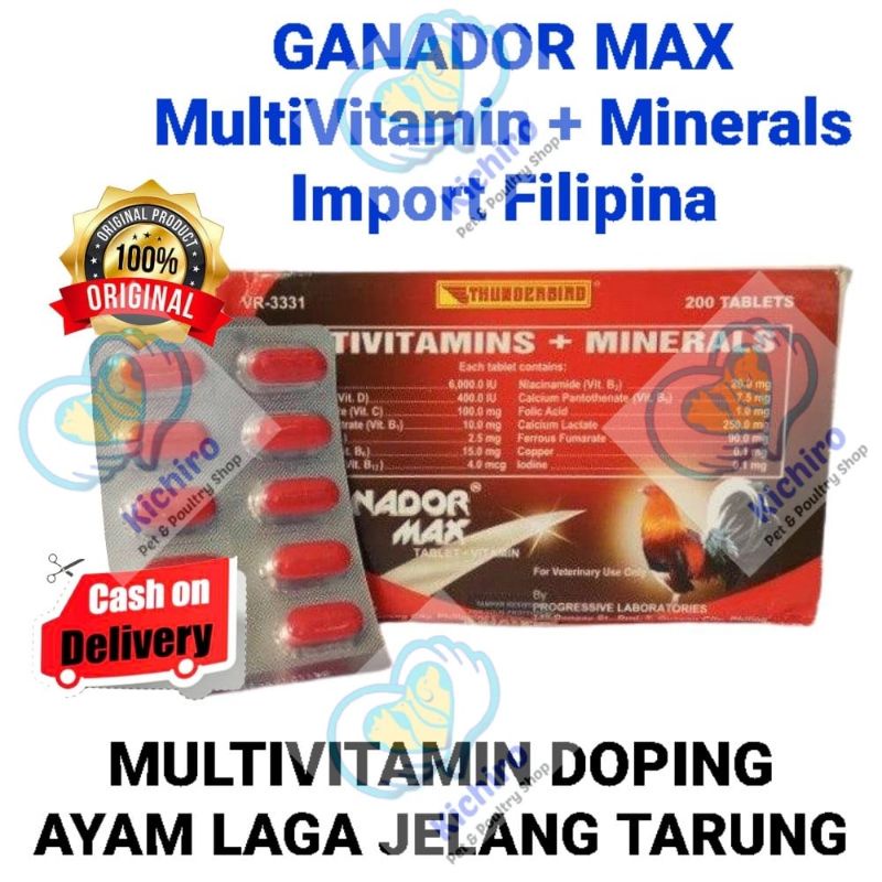Ganador Max 1 Strip isi 10 Kaplet Import Filipina Philipin Multivitamin Mineral Untuk Ayam