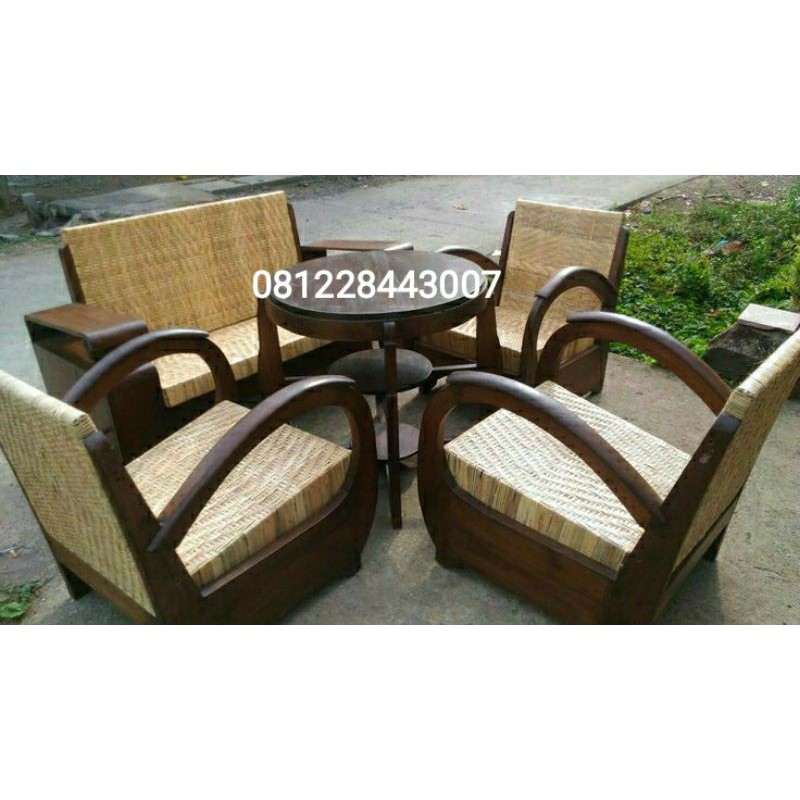 kursi tamu sedan Rotan Kayu Jati Asli Furniture JEPARA Terlaris