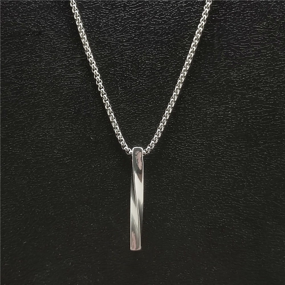 REBUY Creative Spiral Necklace Minimalist Fashion Jewelry Clavicle Chain Punk Men Rectangle Boys Alloy Simple Pendant Necklace/Multicolor