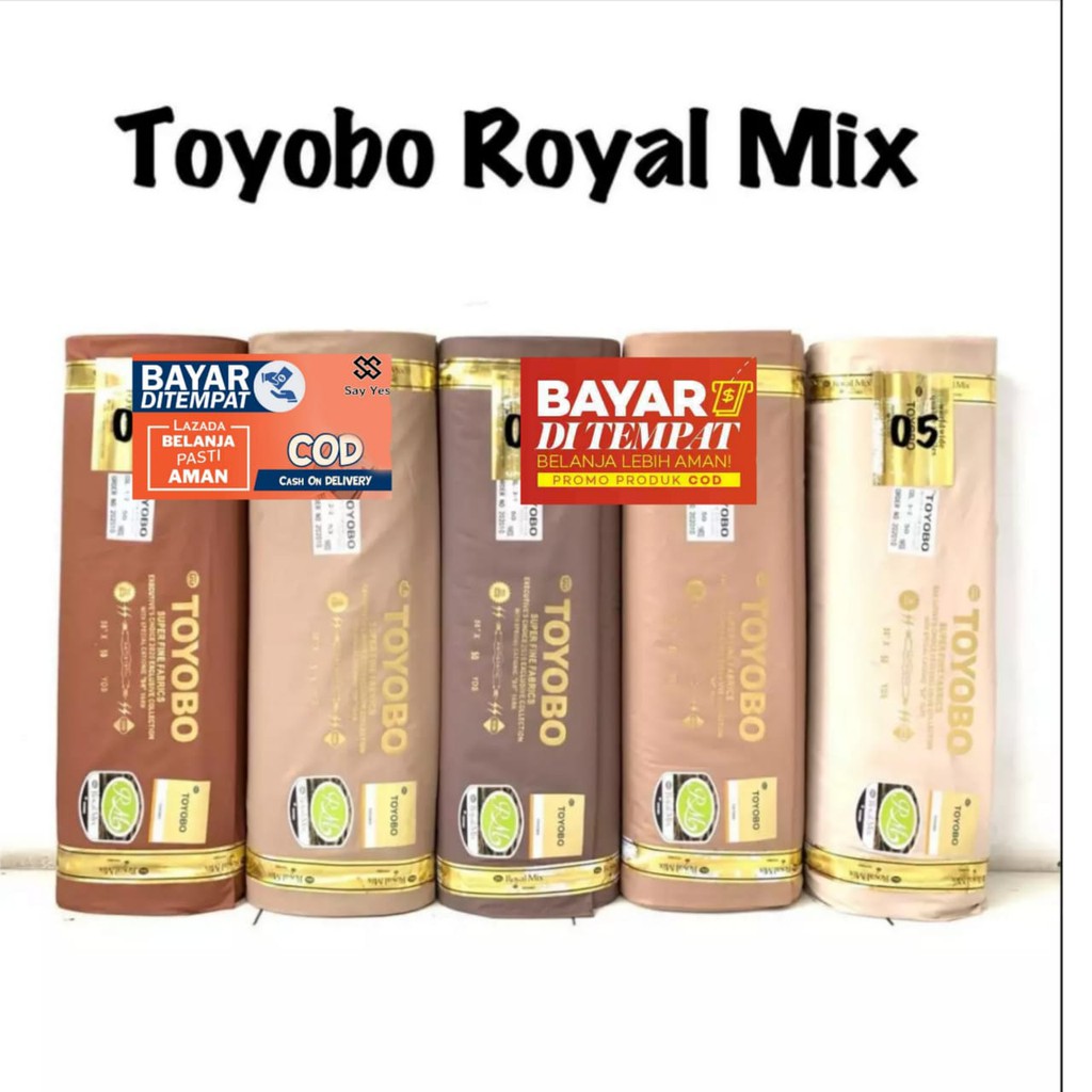 [1 m] Bahan Kain Katun Toyobo Meteran Adem Toyobo Royal Mix Premium Cocok Untuk Baju Gamis, Koko, Hi