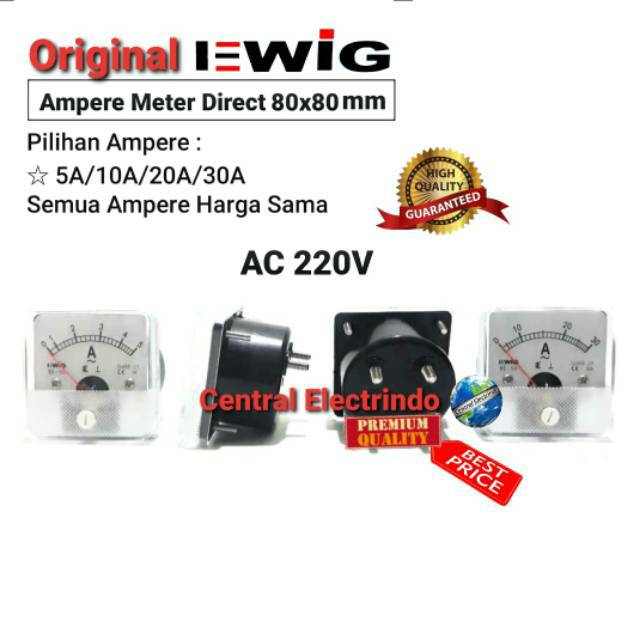 Ampere Meter Analog Direct EWIG 80x80mm.