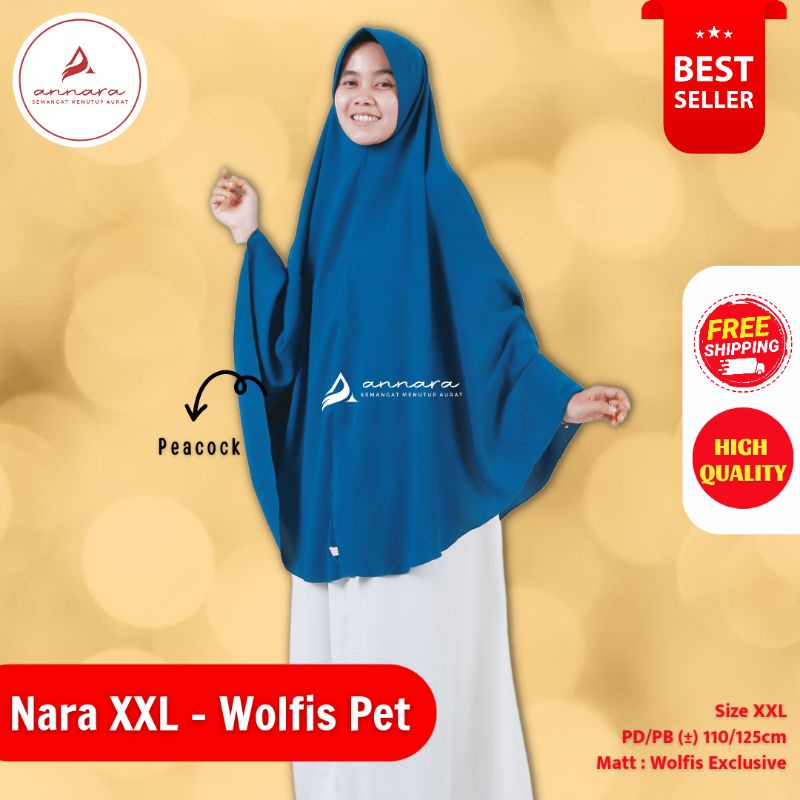 {Nara XXL} Jilbab instan WOLFIS  XXL Khimar polos jumbo Annara