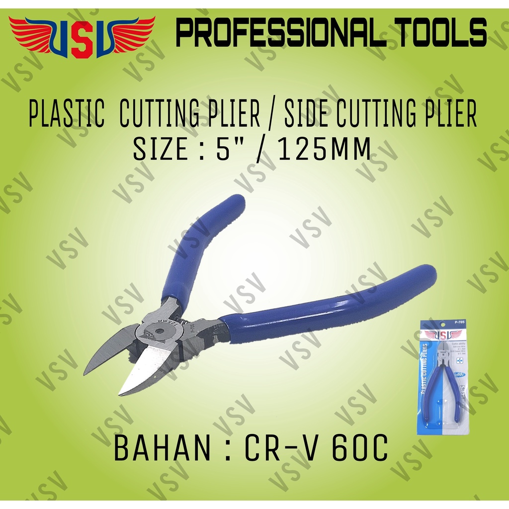 VSV PLASTIC cutting plier 5&quot; / tang potong 5&quot; / side cutting plier
