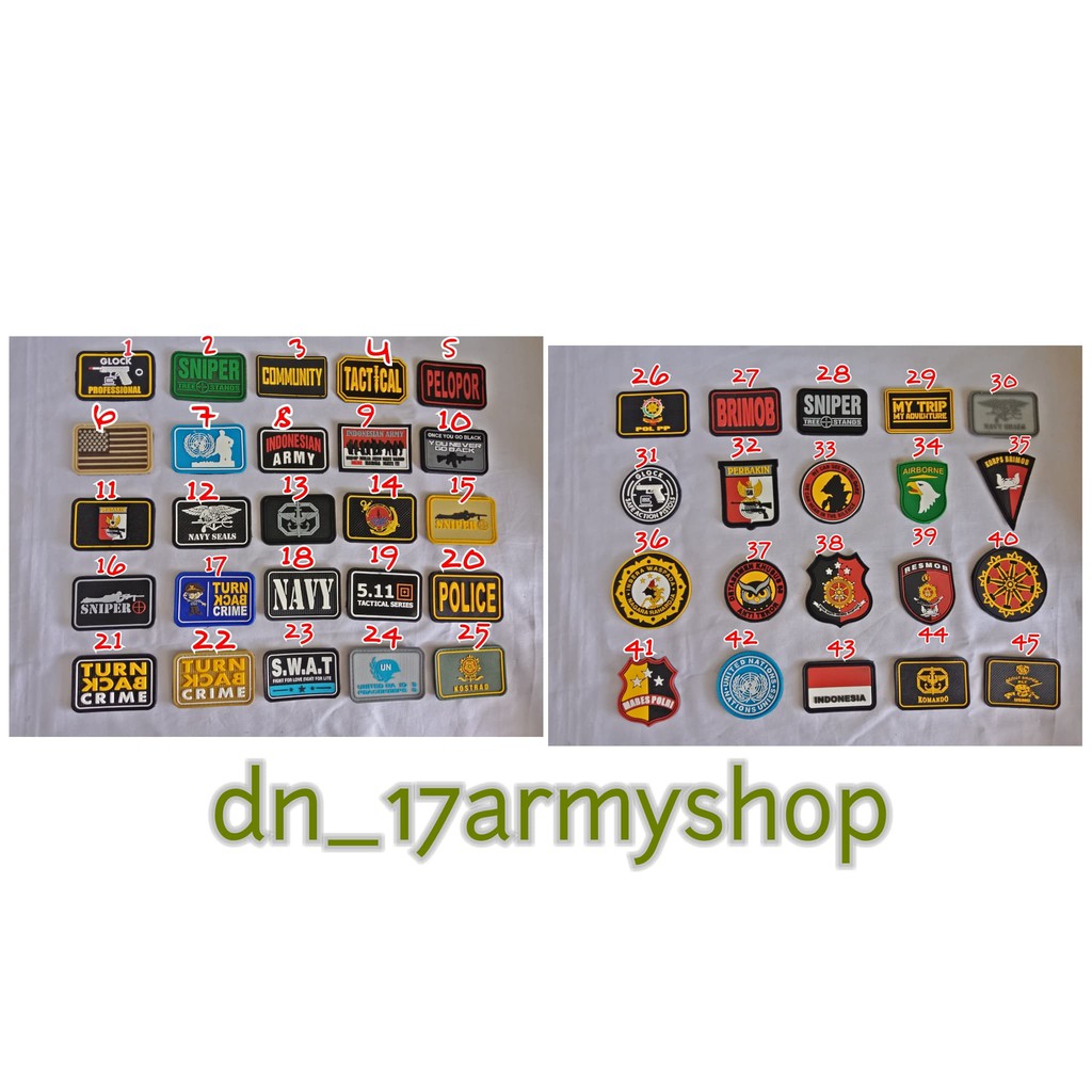 Patch Rubber Logo Medic,Bendera,Garuda,Nkri,Basarnas,Kpu,Pmi,Sar,Glock,Tribrata