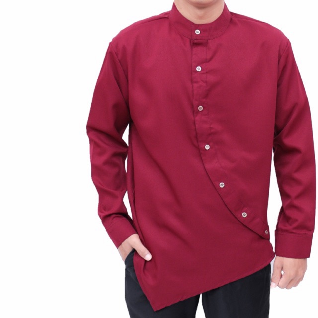 Kemeja Koko Slimfit Aristoles Pria Cowok Lengan Panjang Hem Casual Fashion Polos