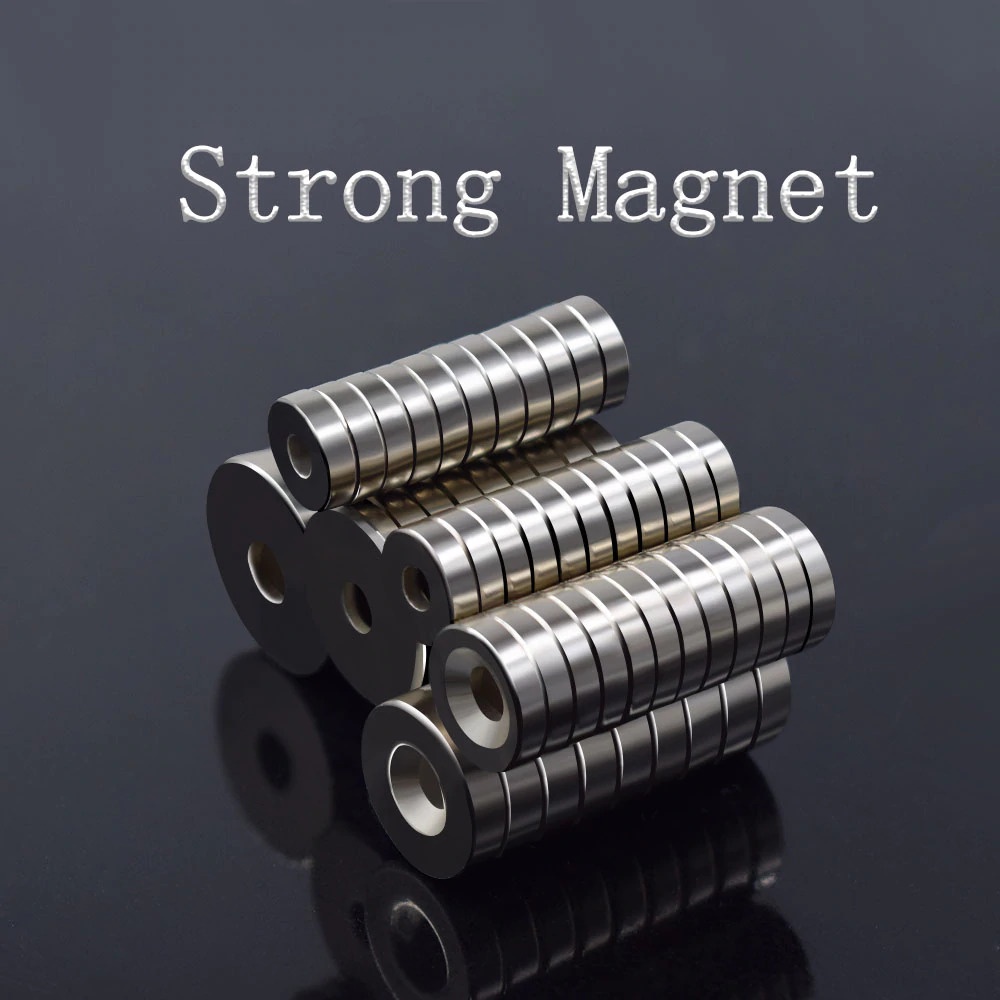 Taffware Strong Neodymium Magnet NdFeB Countersink Ring Hole N35 10x3mm 30 PCS - D21 - Silver