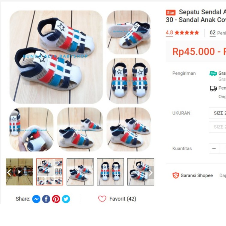 Sandal Anak Laki Usia 4 Tahunan Tali Bintang PUTIH Size 29 - 30 - Sandal Anak Cowok Keren Modle Tali Putih