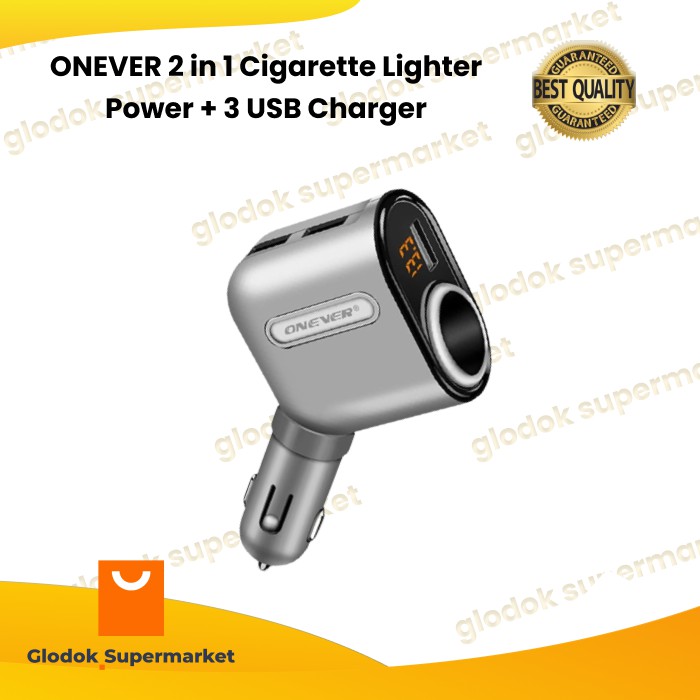 ONEVER 2 in 1 Cigarette Lighter Power + 3 USB Charger