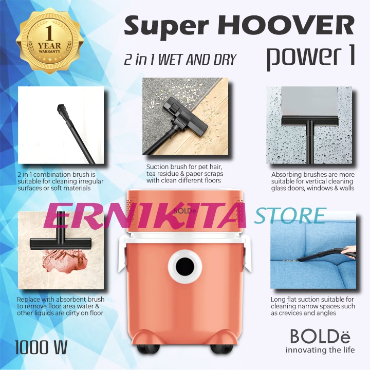 BOLDe SUPER HOOVER POWER ONE - Vacuum Cleaner Wet and Dry