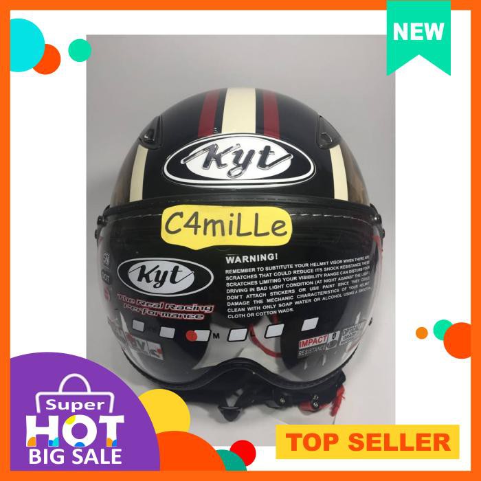 HELM KYT ELSICO RETRO PILOT MOTIF 4 BLACK CREAM