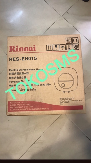 water heater listrik storage rinnai res-eho15 15liter 350watt pemanas air res eho 15