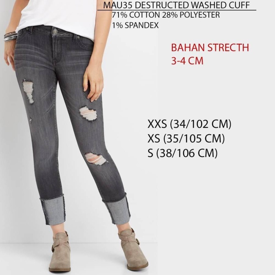 Celana Jeans Wanita Murah Maurices 35 Destructed Washed Cuff