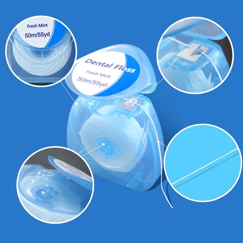 50M Dental Floss Roll Benang Gigi Toothpick Pembersih Sela Interdental