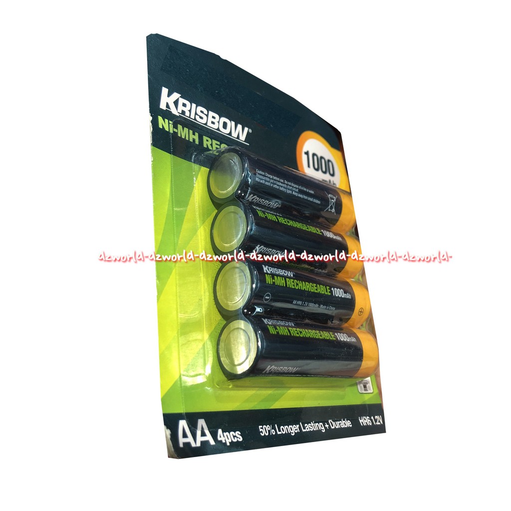 Krisbow Ni MH Rechargeable 1000AH Baterai AA 4Pcs Batrai Bisa Di Charge Ulang Dipakai Berkali Kali A2 Battery AA