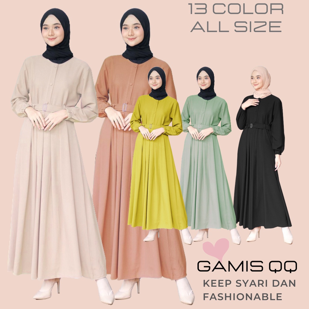 Gamis Terbaru Wanita Muslim All Size Syari Gaun Muslimah Abayya Kekinian Pakaian Atasan Fashion Cewek Malaysia Hitam Polos Perempuan  Kasual Set Kondangan Ibu Ibu Seragam Pengajian Gaun Pesta Import