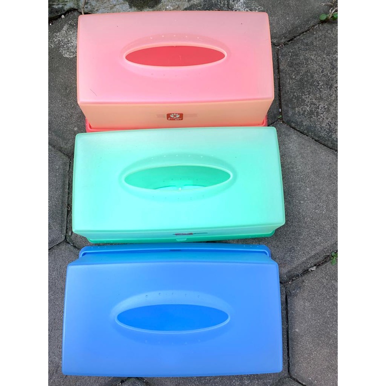 Sunlife Kotak tissue jumbo / Tempat tissu / box tissu segi warna pastel transparan