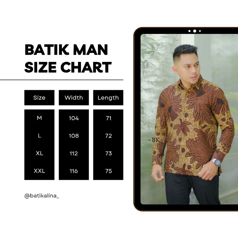 Kemeja Batik Pria Lengan Panjang M L XL XXL Baju Batik Pria Modern Batik Kerja Pria Batik Kantor Pria Seragam Batik