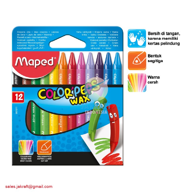 

(12 Pcs) Krayon MAPED Color'Peps Wax Crayon Set 12 Warna Color Aman Berkualitas