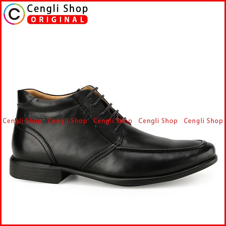 SEPATU BOOT KULIT OBERMAIN PRIA ORIGINAL FORMAL BRANDED HITAM OM02