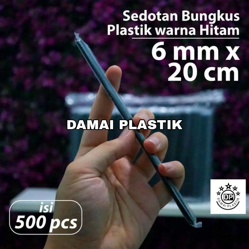 Sedotan Plastik 6mm 20cm Steril Hitam Bening Bungkus Hegenies Kopi Lurus Lancip Runcing 20 cm 6 mm