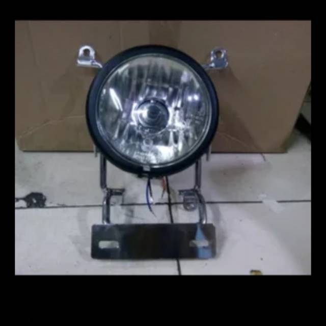 Satu set breket pesek dan lampu pesek bulat depan rx king cb 100 vixion gl megapro bison