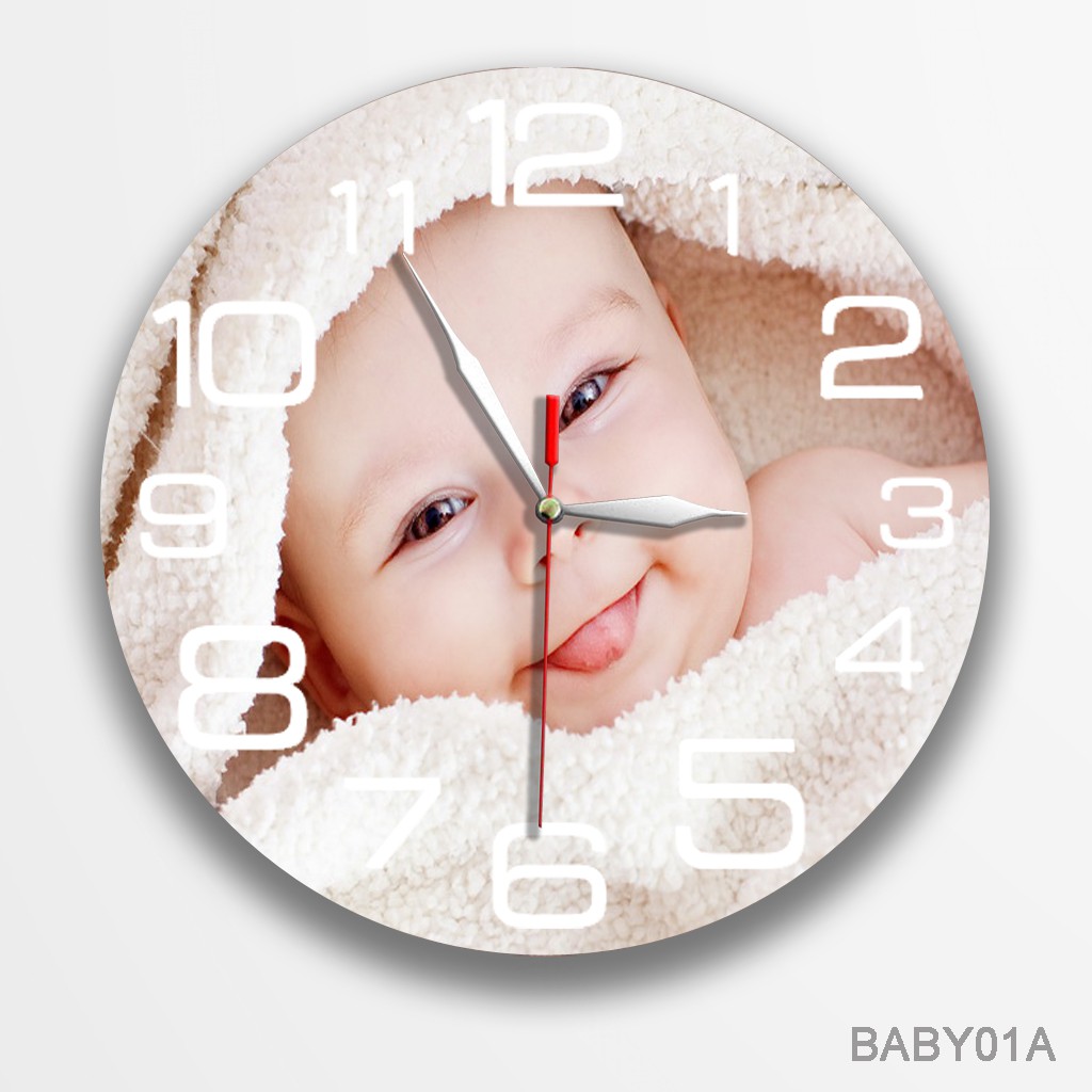 JAM DINDING KAYU CUSTOM PHOTO BAYI DESAIN SUKA SUKA