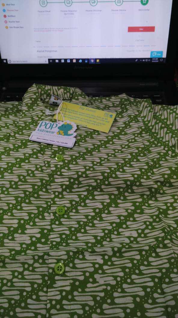 Pop Kidswear   Udawa Batik - Kemeja Batik Anak Cap Hijau