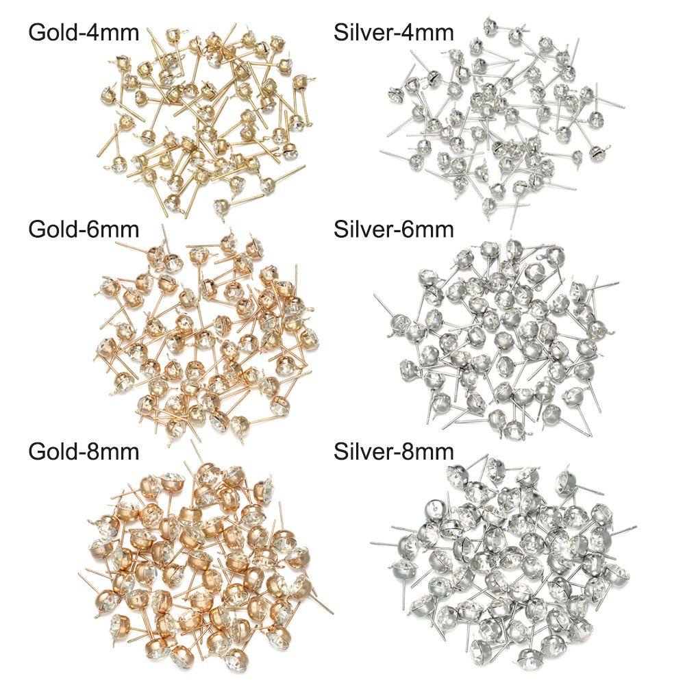 R-flower 50pcs 4per6/8mm Temuan Anting DIY Buatan Tangan Membuat Temuan Perhiasan Earwire Plug