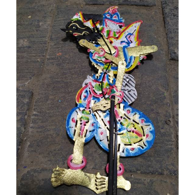 KERAJINAN MINIATUR WAYANG KULIT DURYUDANA KIDANGAN BAHAN KULIT SAPI 40x12 cm - DEKORASI RUMAH