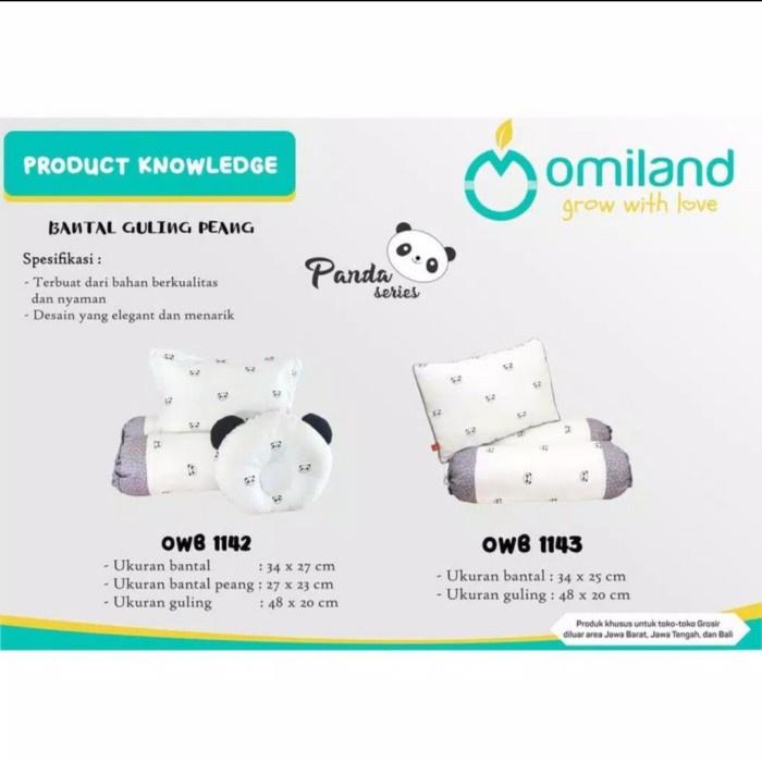 Bantal Guling Bayi Set Omiland Panda Series OWB 1142 + Bantal Peang