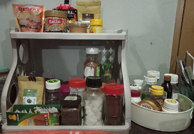 (hoko) Rak Bumbu Dapur Plastik 2 Tingkat / Rak Bumbu 2 Susun / Rak Alat Dapur / Rak Dapur Serbaguna