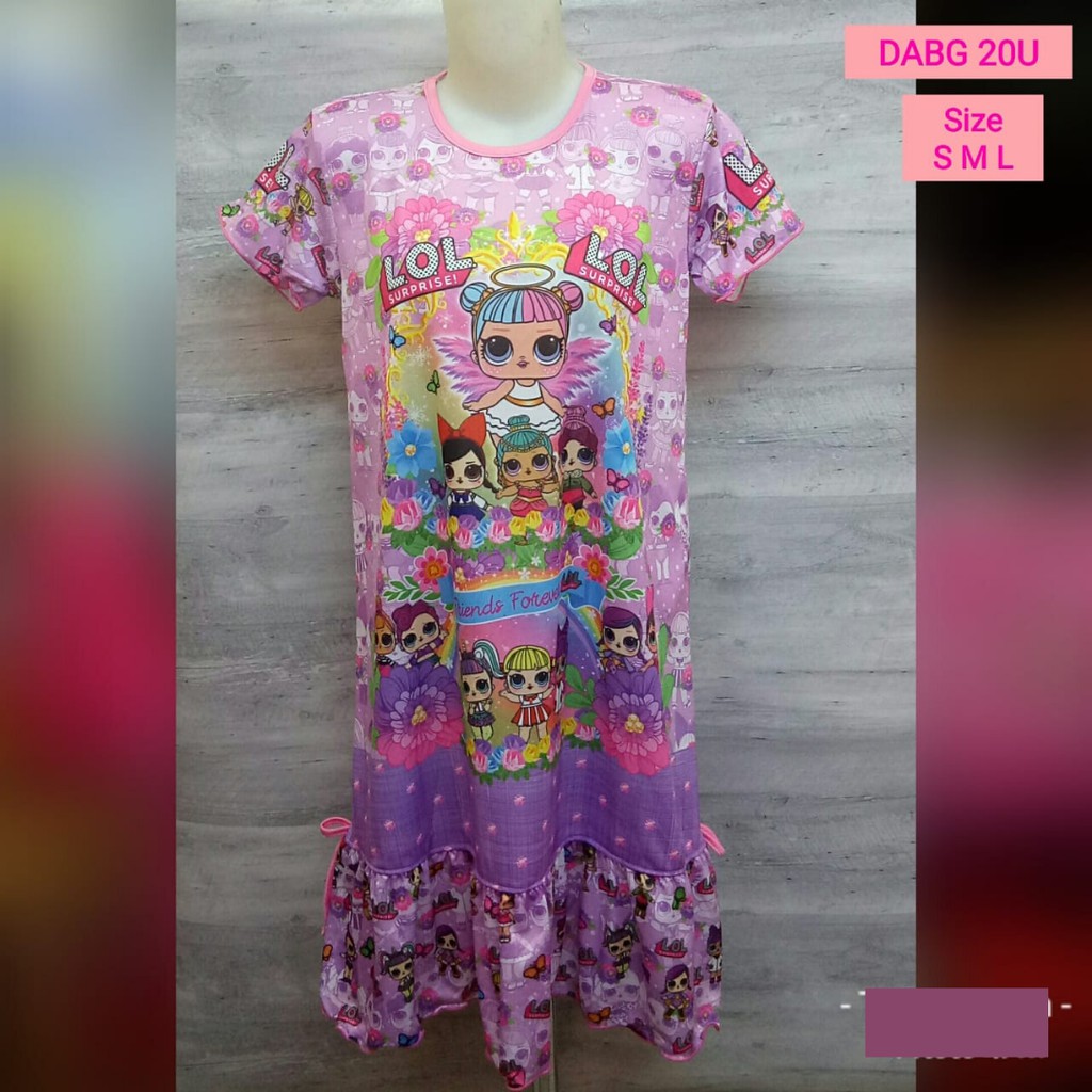 Daster anak perempuan LOL fashion dress baby doll karakter DABG20U pakaian baju tidur terusan casual