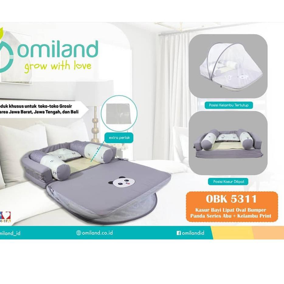OBK 5311 OMILAND KASUR BAYI LIPAT KELAMBU+Perlak  PANDA SERIES OMILAND