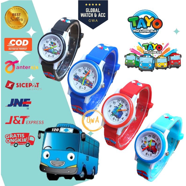 Jam Tangan Anak Timbul Jarum Fashion Laki laki Cowok Mini Timbul Rubber Karet Karakter Animasi