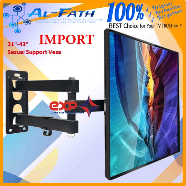 Bracket TV XIAOMI 14 s/d 43 inch 6 ARAH FULL BESI SUPER KOKOH GARANSI 100% ORI