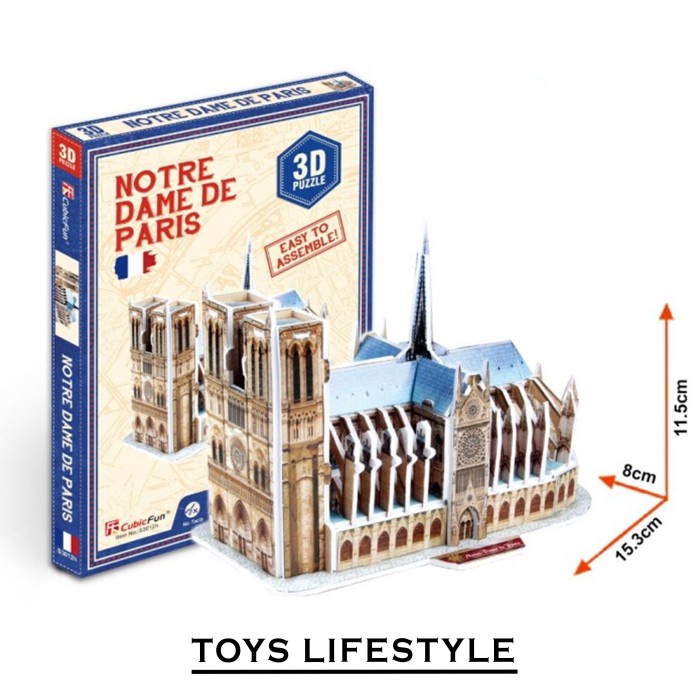Hemat Cubicfun 3D Puzzle Notre Dame De Paris Mini Bagus