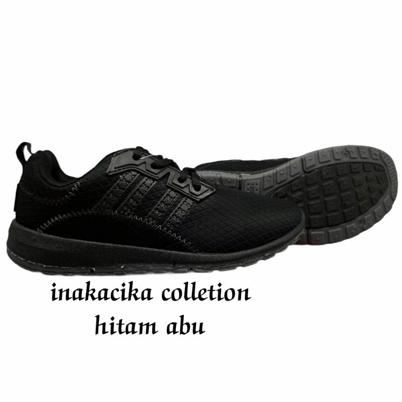 Sepatu sekolah ando plano hitam polos hitam putih hitam fuxia 33-40 SD SMP