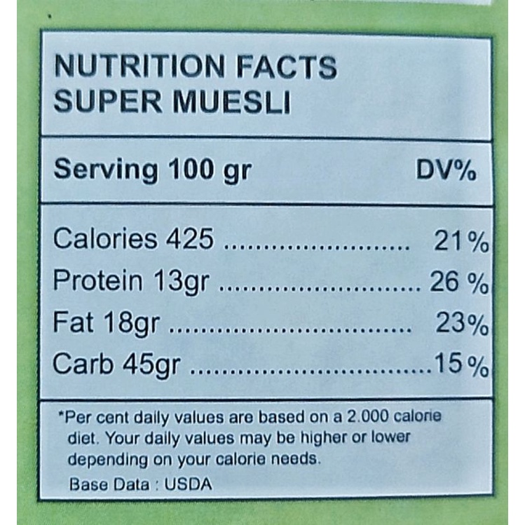 SUPER MUESLI 500gr - Rolled Oat, Almond, Cranberry, Cashew, Pumpkin Seed, Sunflower Seed, Flaxseed