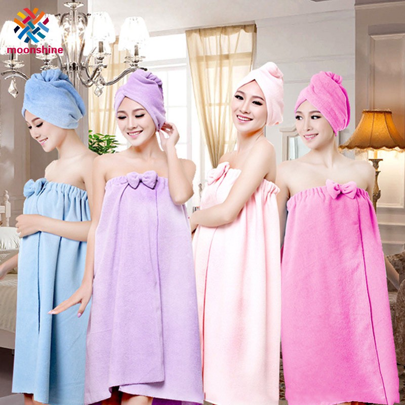 Women Absorbent Beach Bath Towel Shower Drying Washcloth Wrap Dress Bathrobe